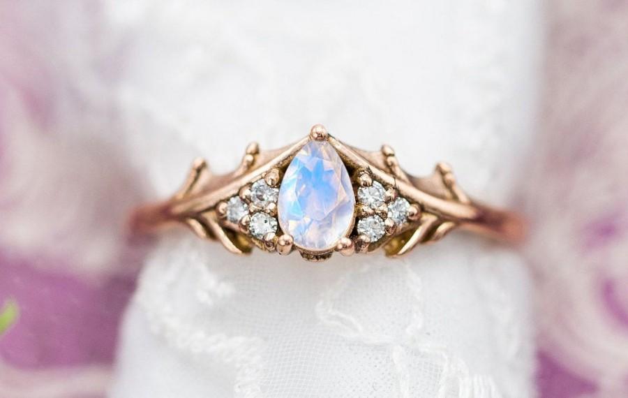 Свадьба - Pear Moonstone Ring Art Deco Vintage Moonstone Engagement Ring Vintage Style Wedding Ring Art Deco Antique Moonstone Bridal Anniversary Ring