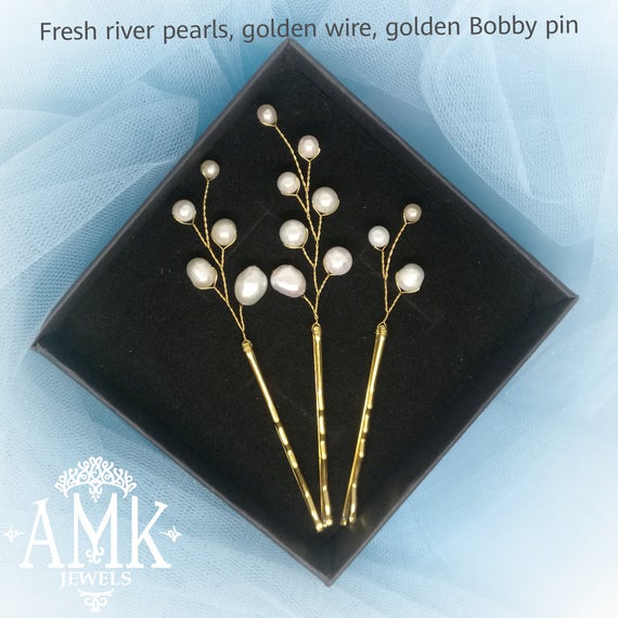 زفاف - Wedding hair pins, set of pearl hair pins