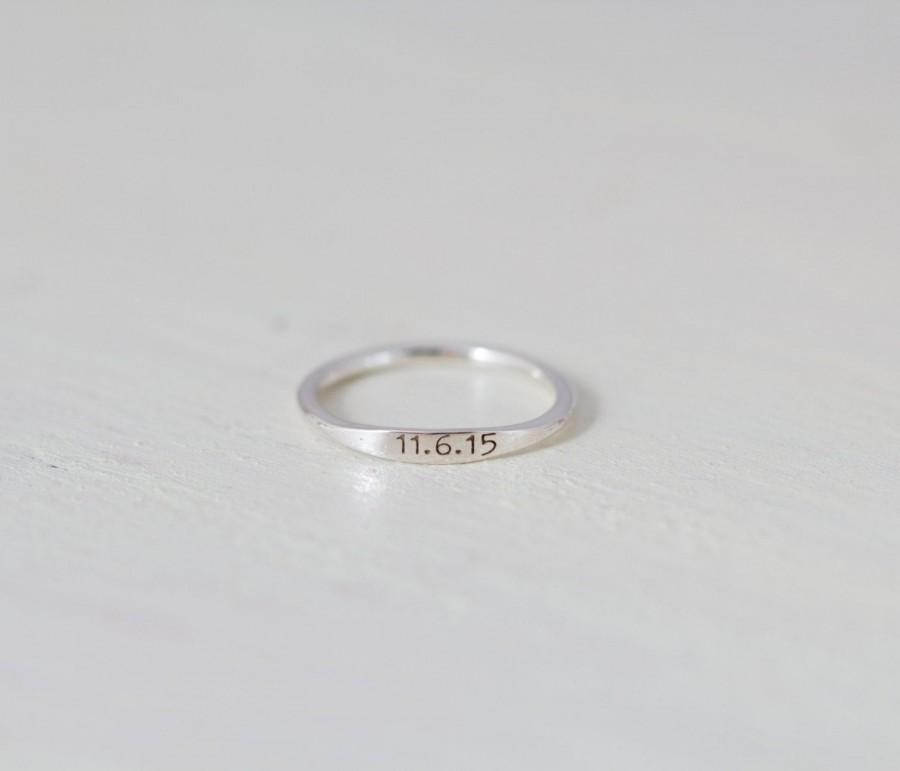 Wedding - Dainty Engraved Name Ring - Stackable Rings - Personalized Name Ring - Stackable thin band - Mother Gift - Bridesmaid Gifts - Christmas gift