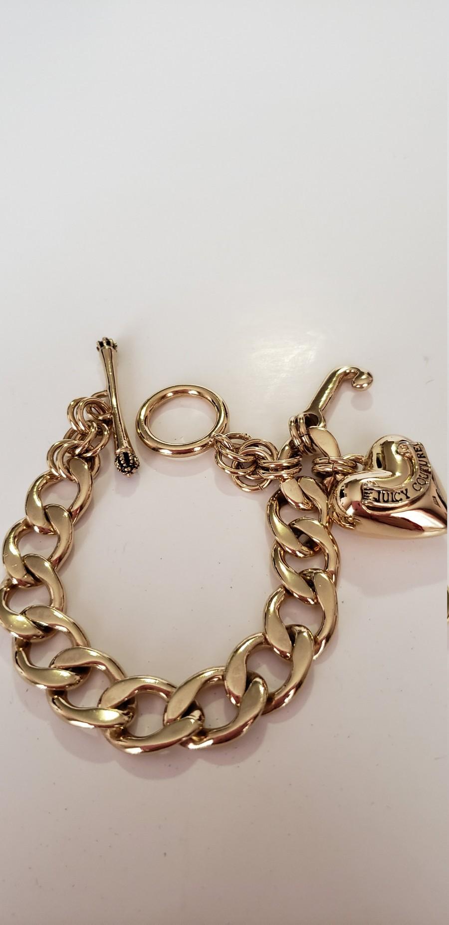 Wedding - Juicy Couture Bracelet.Charm Bracelet.Gold Ton Bracelet.Vintage Charm Bracelet.JC Bracelet.