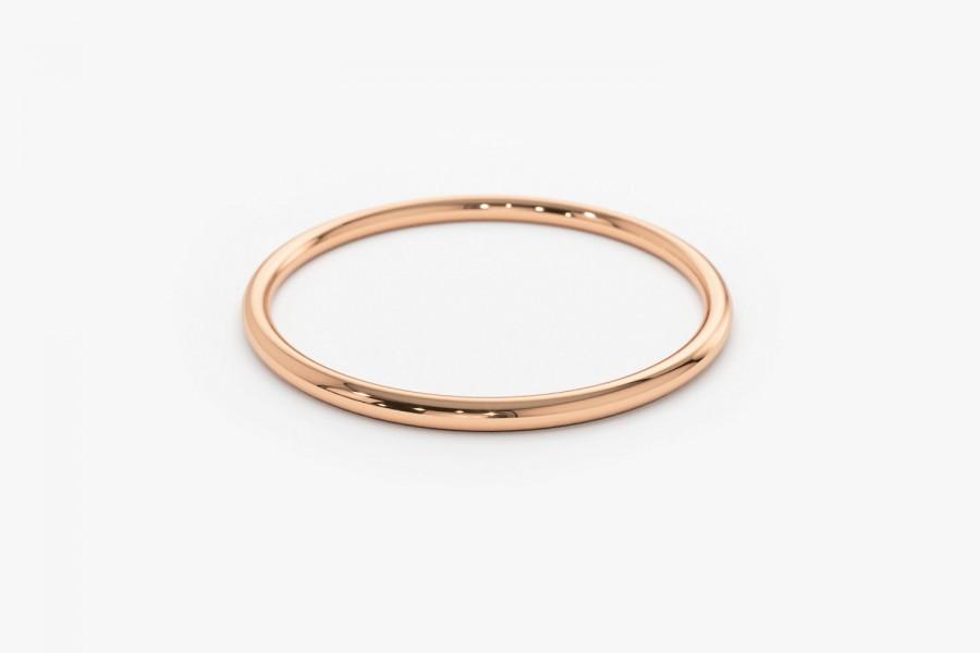 Mariage - 14K Solid Rose Gold Wedding Band / 1.2 MM Rose Gold Ring / Plain Rose Gold Band / Dainty Stacking Ring / Simple Delicate Ring / Thin band