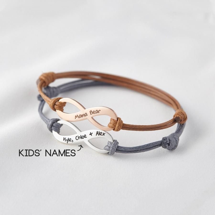 Свадьба - Mother bracelet - Mother's Day jewelry - Mom bracelet with kid name - Infinity bracelet - Mother personalized Gift - Mom Birthday Gift