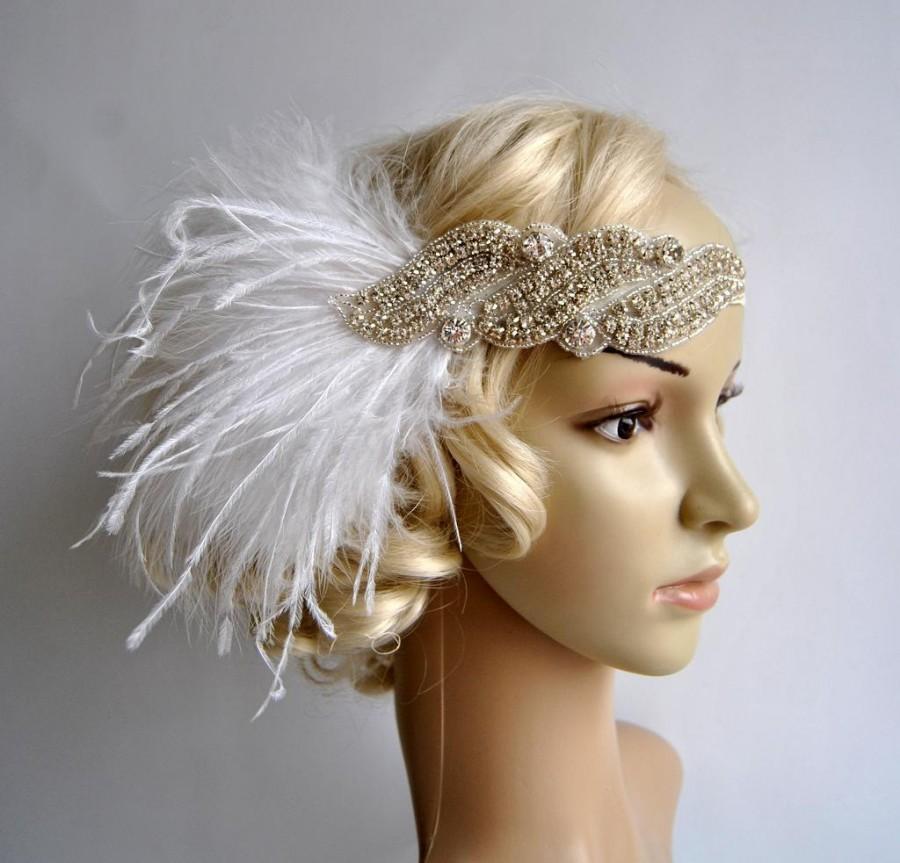 Свадьба - Rhinestone flapper Gatsby Wedding Headband, Crystal Headband, Wedding Headpiece, Halo Bridal Headpiece, 1920s Flapper headband