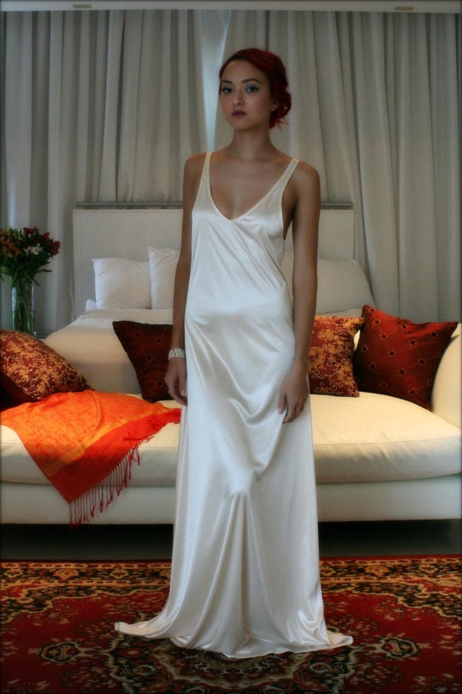 Свадьба - Bridal Nightgown Satin Slip Dress Liner Bridal Slip Wedding Slip Formal Length Slip Dress Liner Champagne Slip White Slip Black Slip