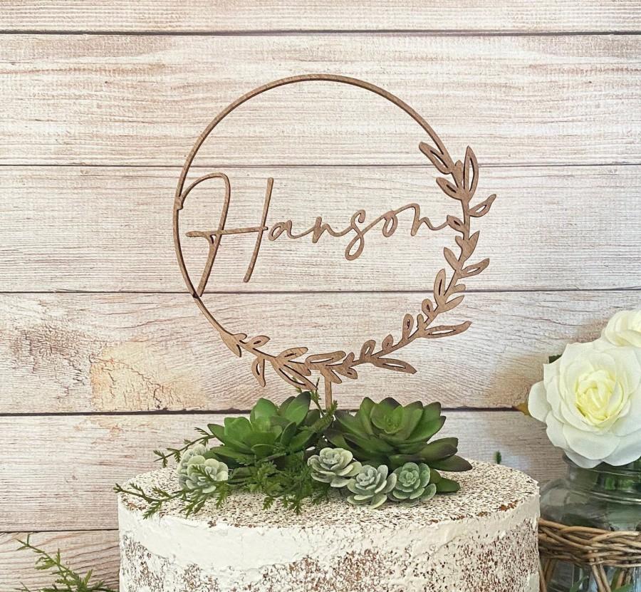 Hochzeit - Boho Floral Wedding Cake Topper, Custom Cake Toppers, Personalized Name Initial Cake Topper, Birthday Bridal Shower Anniversary Bachelorette