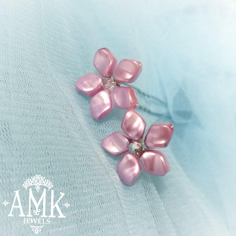 Hochzeit - Set of pink hair pins, floral hair pins, pink flowers hair piece, small pink flowers, wedding floral hair piece, bridal flowers hair pieces
