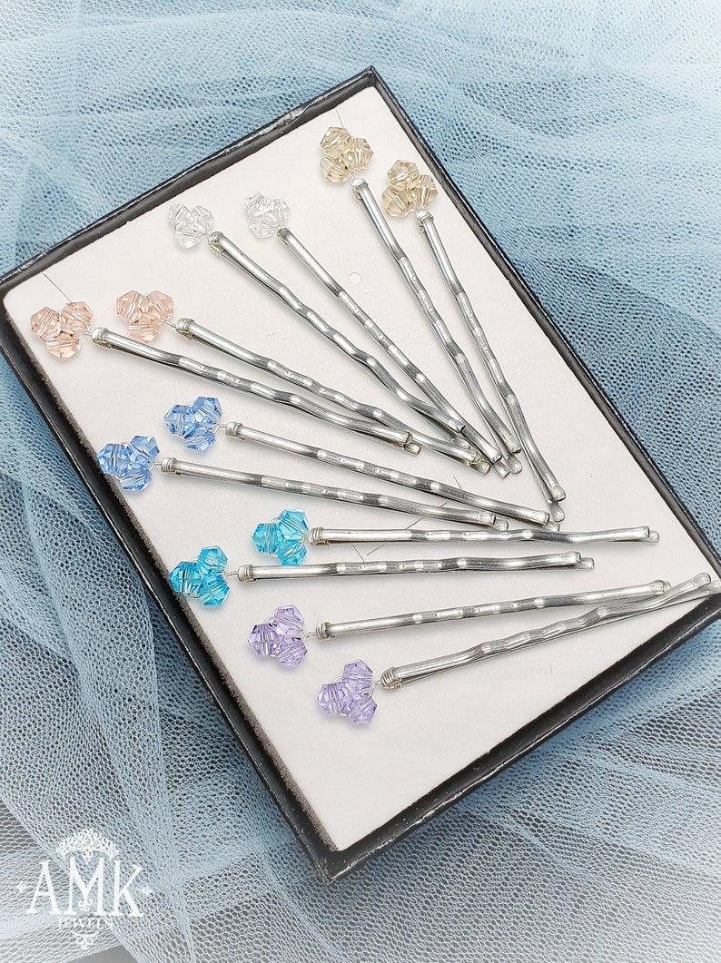 Hochzeit - Crystal bridal hair pins, set of hair pins