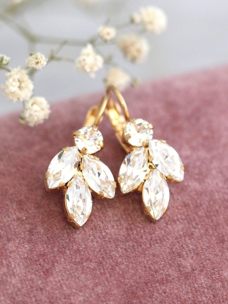 زفاف - Bridal Crystal Drop Earrings, Swarovski Bridal Crystal Earrings, Bridal Drop Earrings, Bridesmaids Earrings, Crystal Earrings, Gift For Her
