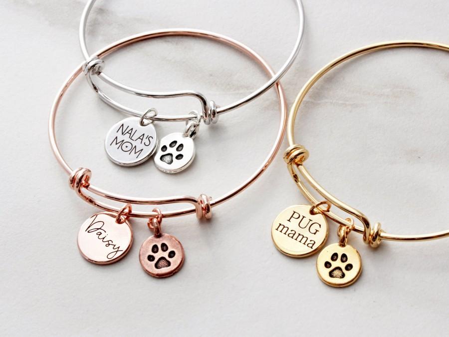 زفاف - Dog Mom Bracelet - Personalized Birthstone Bracelet, Paw Print Bracelet, Pet Memorial Bracelet, Mother's Day Gift, Custom Gift, 16 SSD