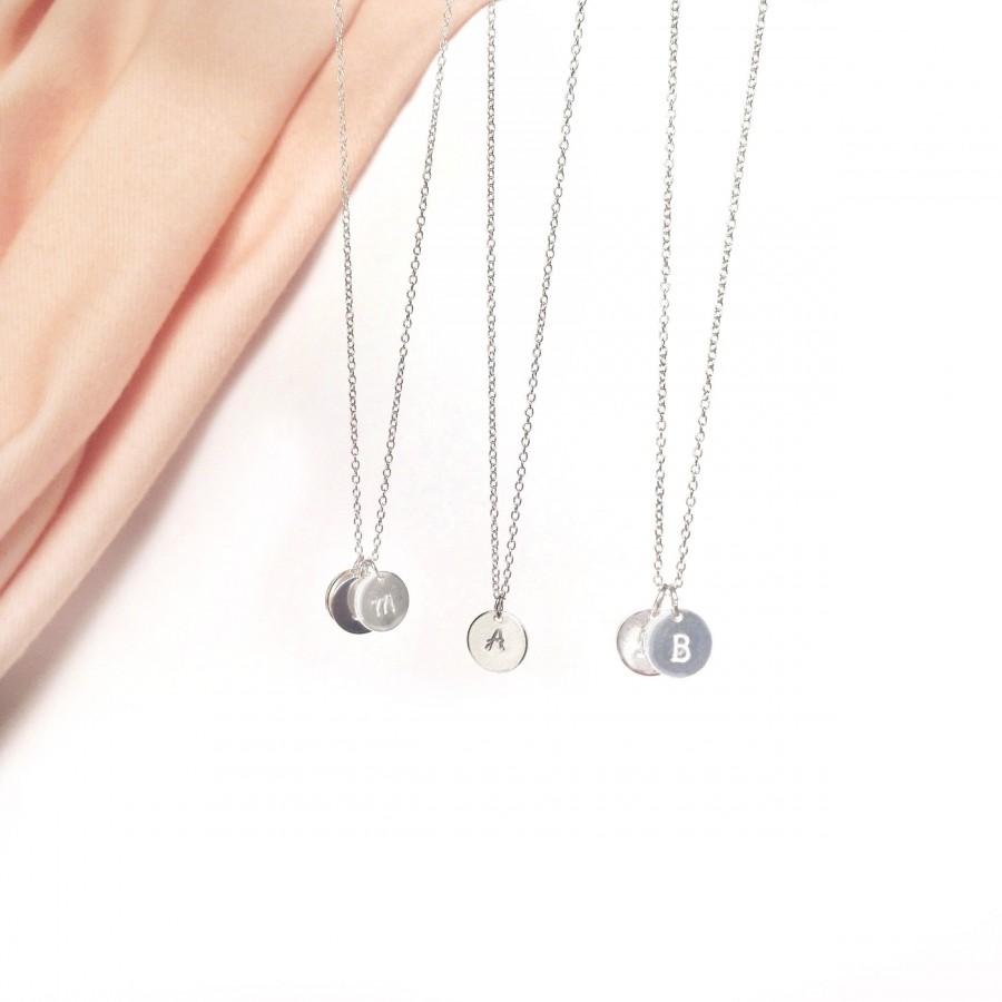 زفاف - Sterling Silver Initials Necklace / Initials Disc Necklace / Bridesmaid Gift / Wedding Gift / Personalised Necklace / Customised Necklace