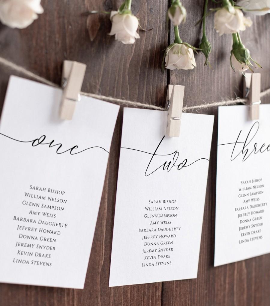 زفاف - Script Elegance Wedding Seating Chart Template, Wedding Table Numbers, Seating Plan, Editable Template, Instant Download, Craft, White