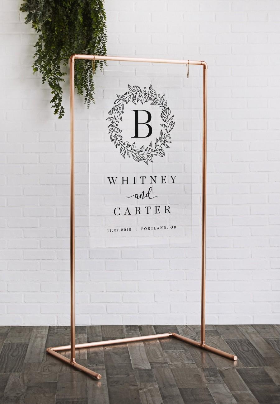 زفاف - Copper Wedding Frame - Acrylic Welcome Sign with Copper Stand - Wedding Backdrop - (A004)