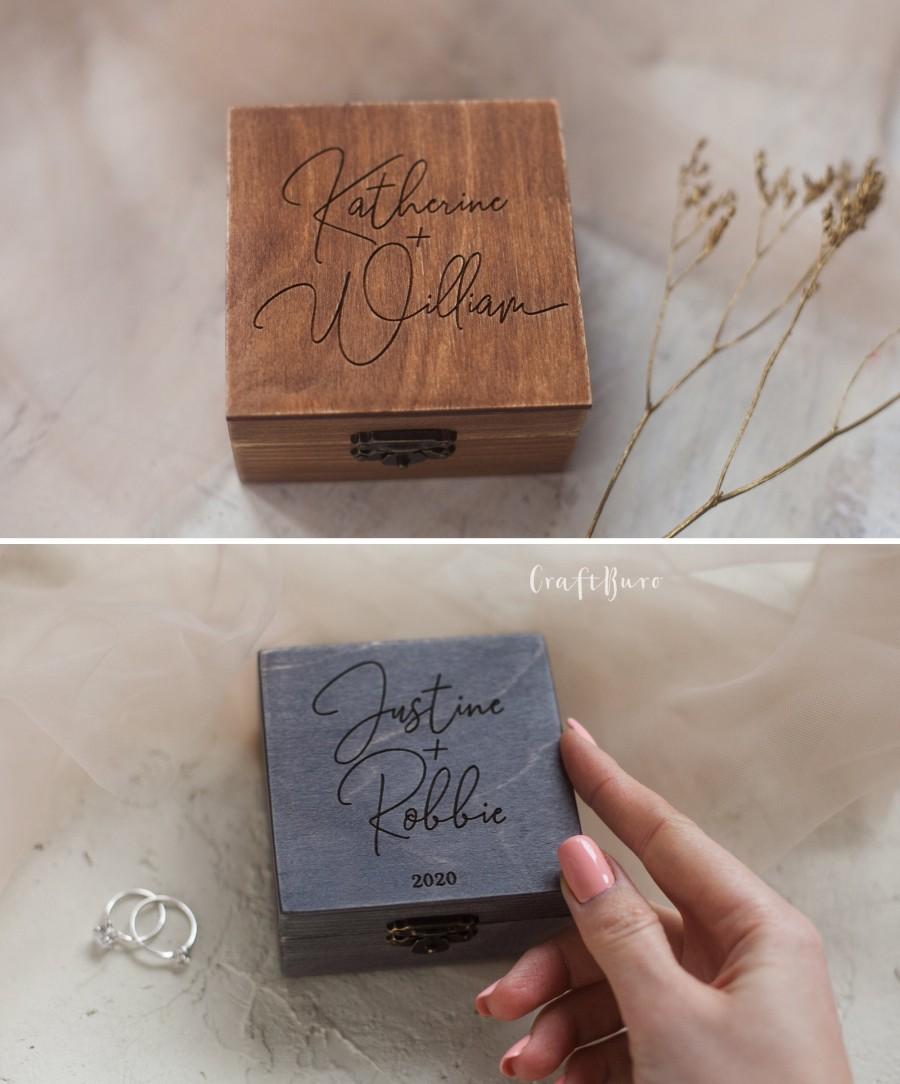 Hochzeit - Custom ring holder, Ring bearer box, Personalized wedding ring box, Wedding ring holder, Wooden wood ring box, Custom ring box, Jewelry box