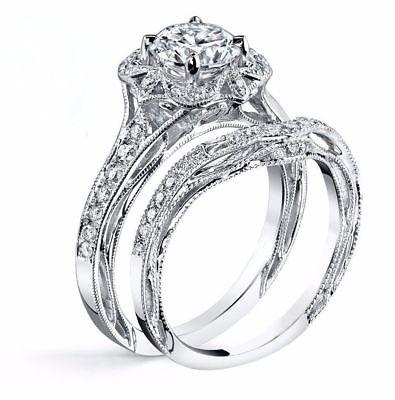 زفاف - 1.66 Ct Round cut White Moissanite Designer Bridle Set Wedding Ring 925 Silver - Buy Best Quality Moissanite in India