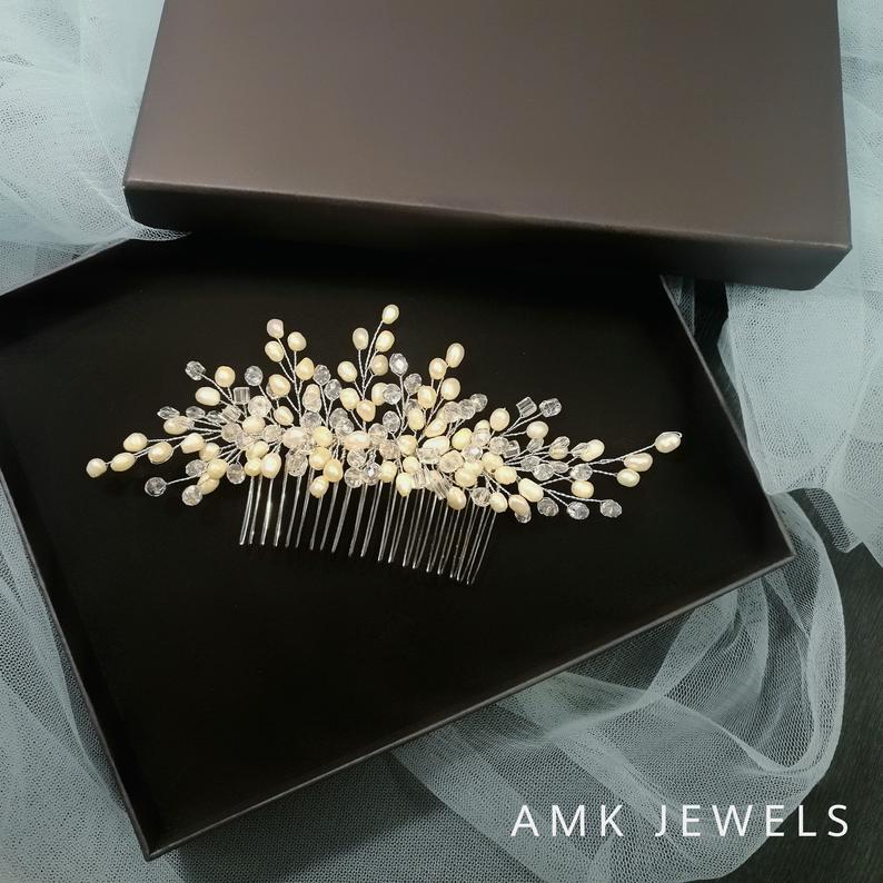 زفاف - Wedding hair comb, bridal pearl hair piece, bridal hair piece, pearl accessories, pearls headpiece, pearl for bride, wedding hair piece