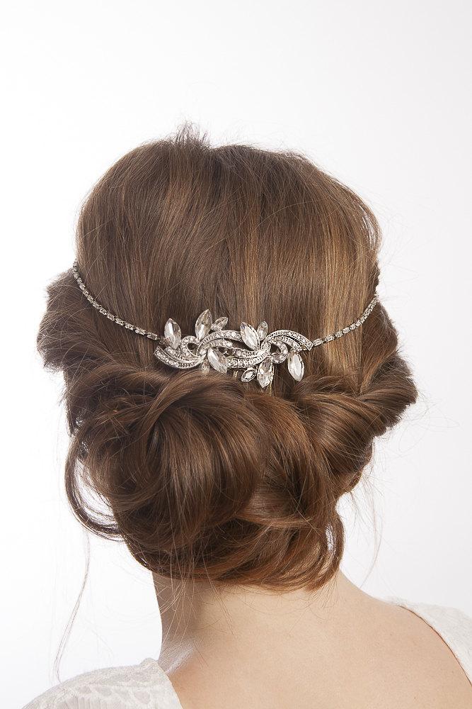 زفاف - Art Deco Wedding Headpiece - Bridal Hair Accessory - Art Deco Tiara - Vintage Wedding Headpiece - Silver Circlet - 1930s Wedding Dress