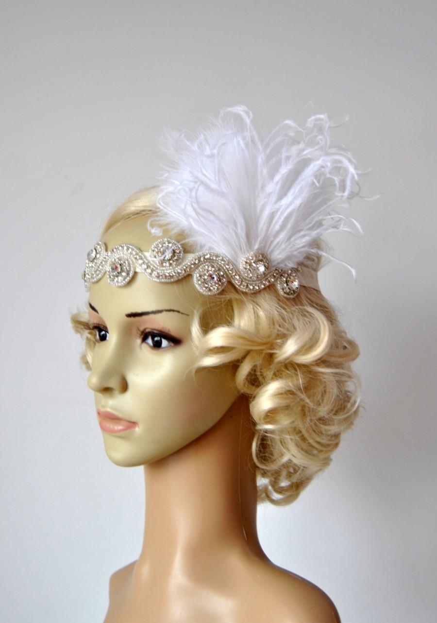 Свадьба - The Great Gatsby,20's flapper Headpiece, Vintage Inspired, Bridal 1920s Headpiece ,1930's, Rhinestone headband, Rhinestone flapper headpiece