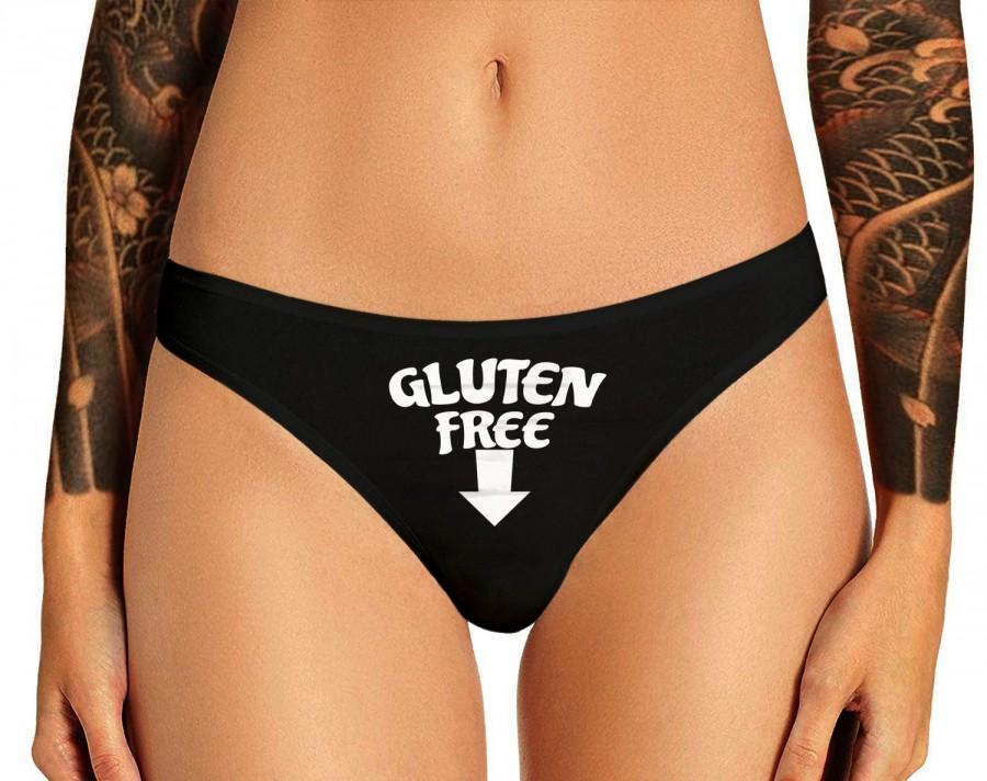 Mariage - Gluten Free Panties Funny Sexy Slutty Bachelorette Party Bridal Gift Panty Womens Thong Panties