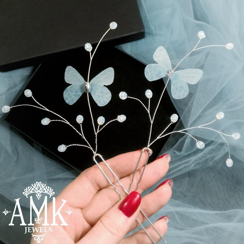 Wedding - Organza butterflies hair accessories