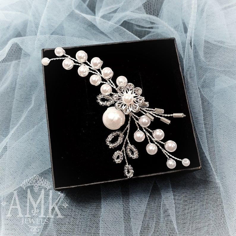 زفاف - Wedding silver hair accessory