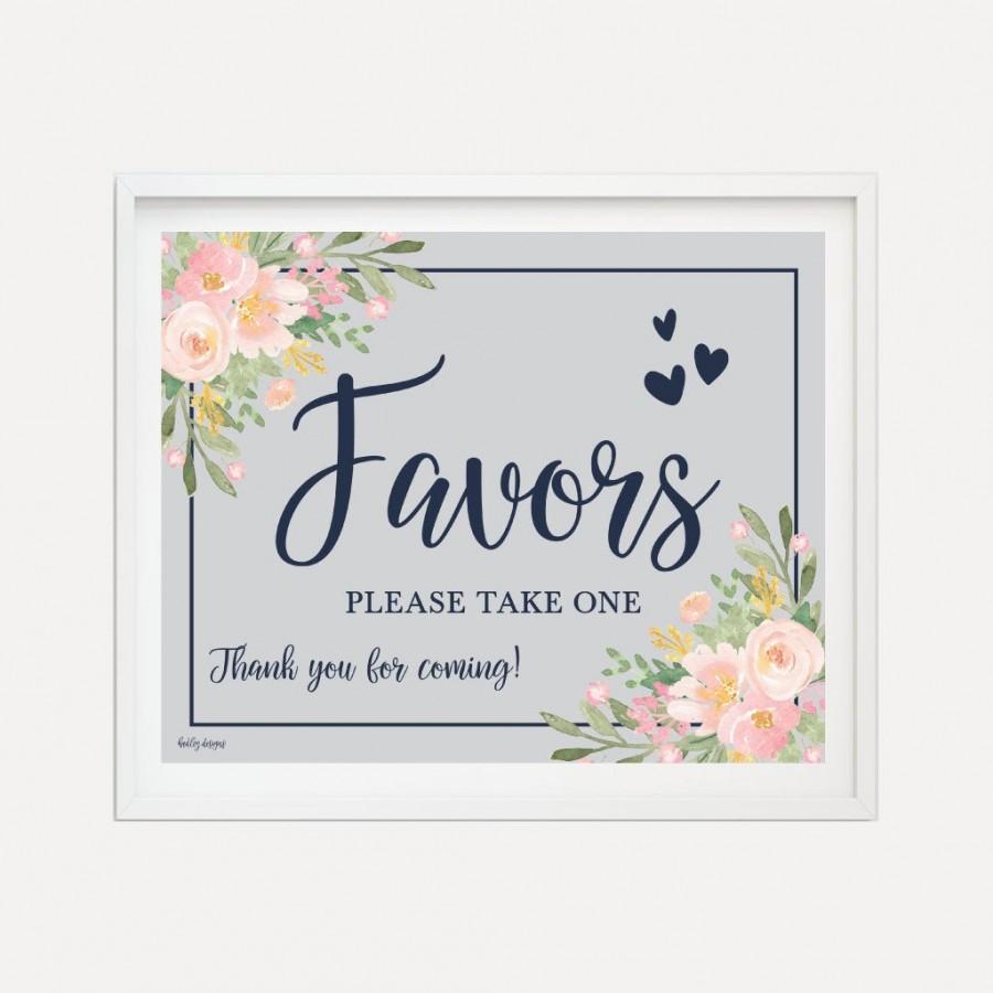 Hochzeit - Navy and Blush Floral Wedding Favors Sign Template - Wedding Favor Sign, Sign For Wedding Favors, Editable Favor Sign, Hadley Designs
