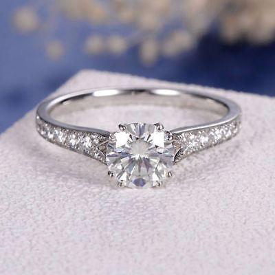 زفاف - 1.68 Ct Round Cut White Moissanite Classic Double Prong Wedding Ring 925 Silver - Buy Best Quality Moissanite in India