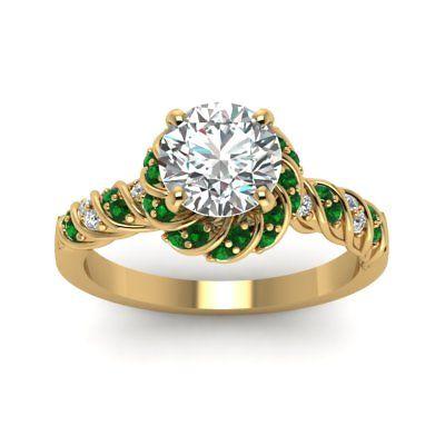 زفاف - 1.68 ct Round White moissanite 925 silver yellow gold plated wedding Rings - Buy Best Quality Moissanite in India