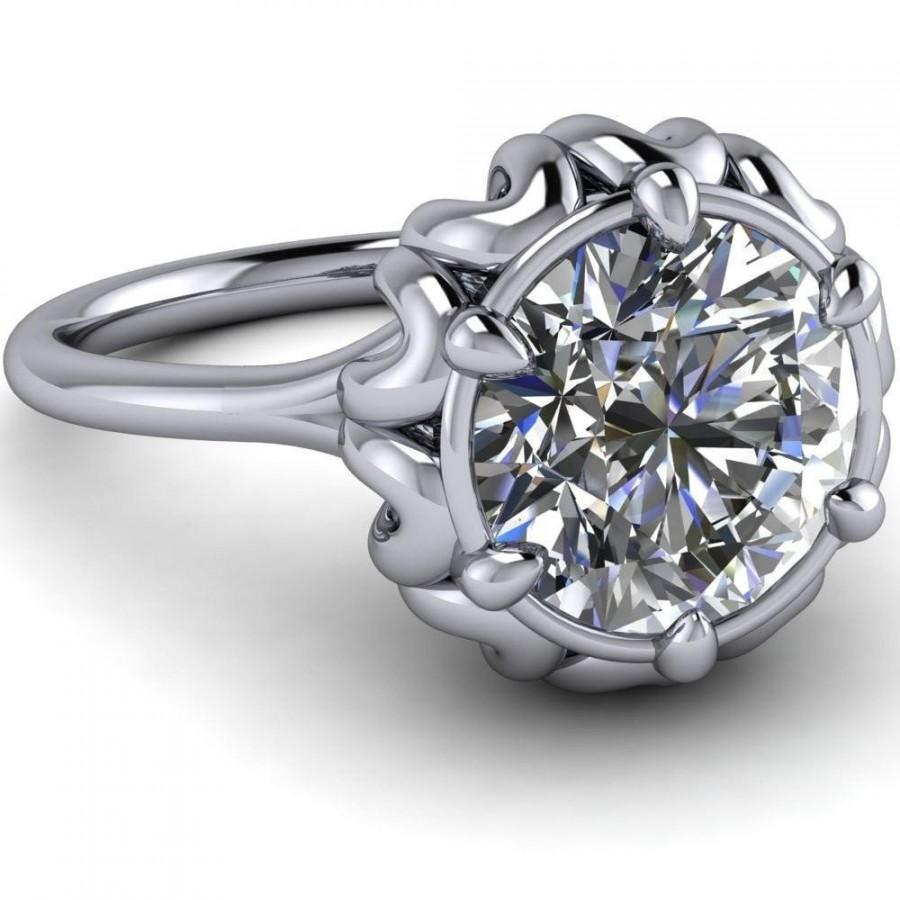 زفاف - 1.75 Ct Round cut white moissanite Designer wedding engagement ring 925 silver - Buy Best Quality Moissanite in India