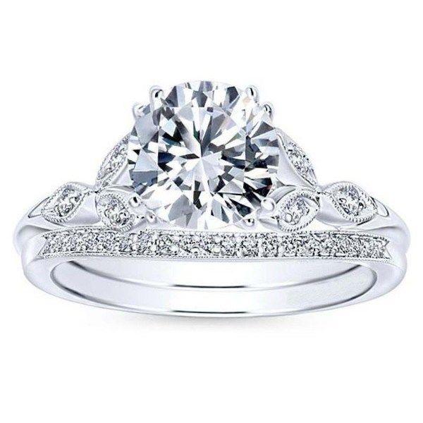 زفاف - 1.75 ct Round cut White VVS1/2 moissanite halo swirl wedding ring 925 silver - Buy Best Quality Moissanite in India