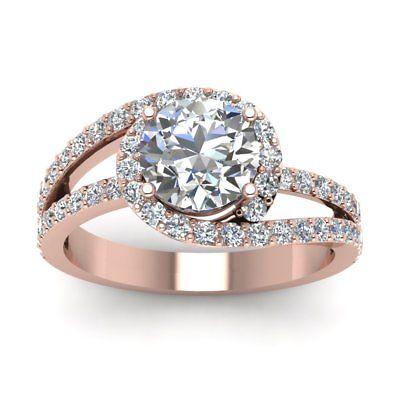 زفاف - 1.75 ct Round white moissanite swirl rose gold plated wedding ring 925 silver - Buy Best Quality Moissanite in India