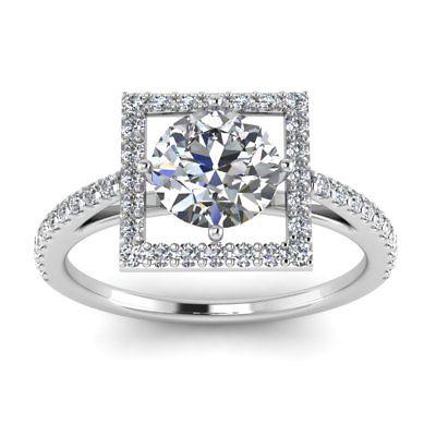 زفاف - 1.76 ct Round White moissanite box setting wedding Ring in 925 Sterling Silver - Buy Best Quality Moissanite in India