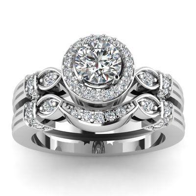 زفاف - 1.78 ct Round cut White moissanite halo bridal wedding Ring 925 silver - Buy Best Quality Moissanite in India