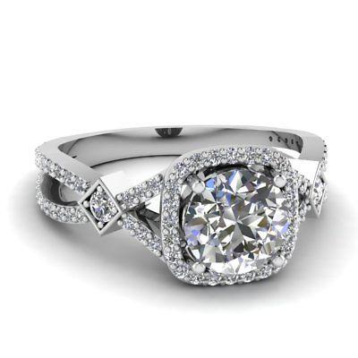زفاف - 1.85 ct Round cut White moissanite crossover cluster wedding ring 925 silver - Buy Best Quality Moissanite in India