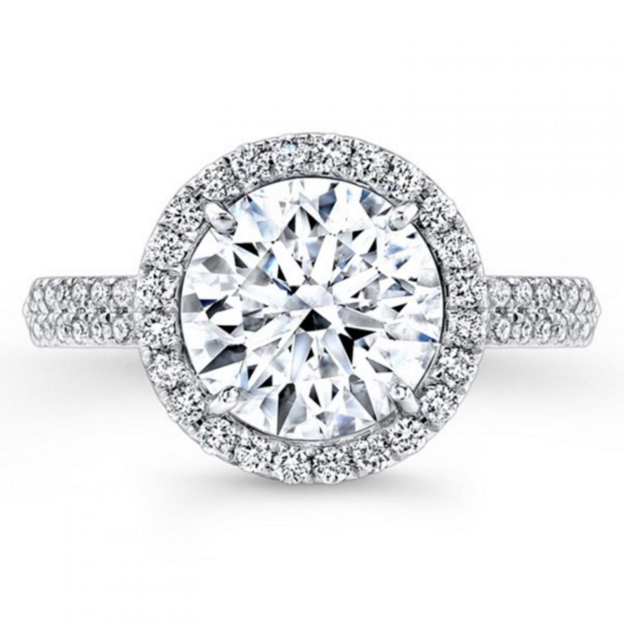 Свадьба - Buy 2 Ct Moissanite Halo Anniversary/ Engagement Ring