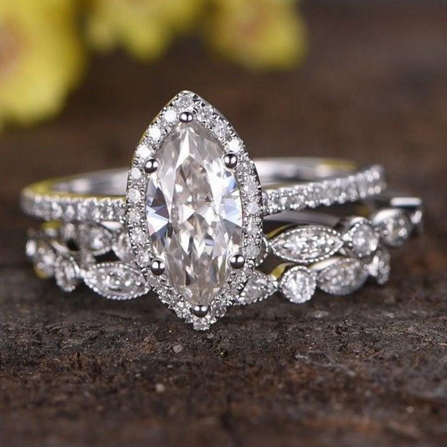 Mariage - 2.60 Ct White Moissanite Marquise Cut Classic Wedding Ring For online
