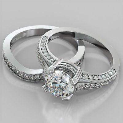 Wedding - 925 sterling silver wedding Set 2.03 ct white round brilliant cut moissanite - Buy Best Quality Moissanite in India