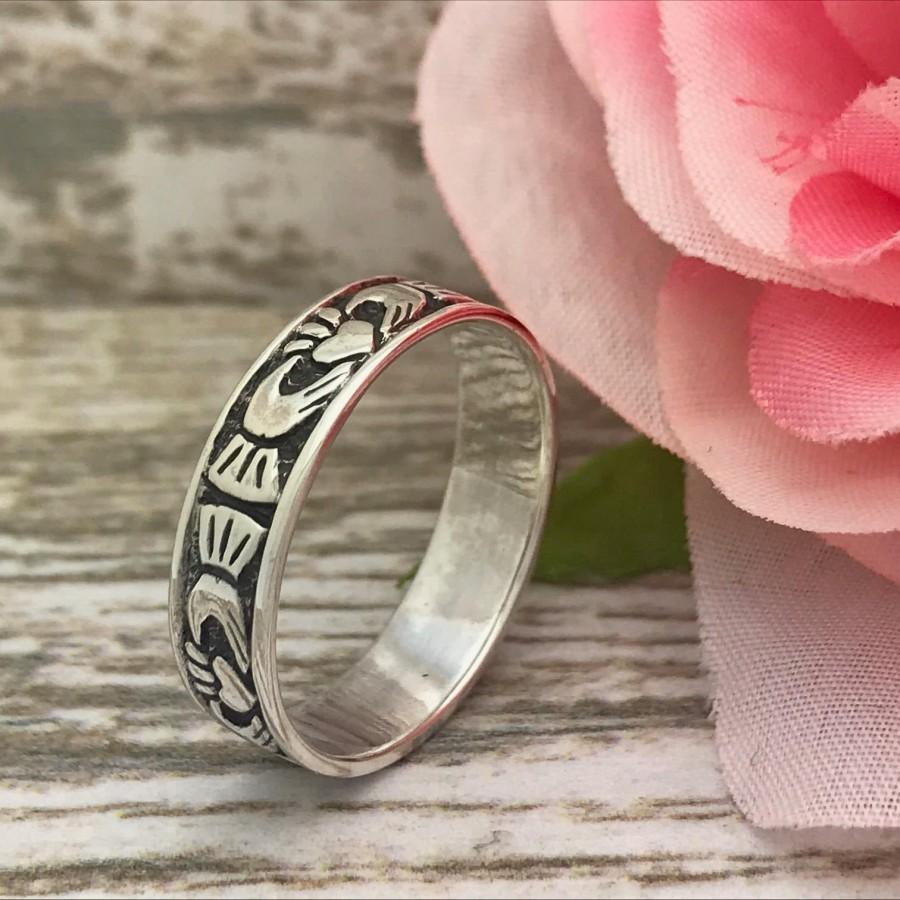 Hochzeit - Celtic Claddagh Ring Silver, Silver Claddagh Ring, Simple Claddagh Ring, Irish Celtic Ring, Heart Claddagh Ring, Womens Claddagh Ring Silver