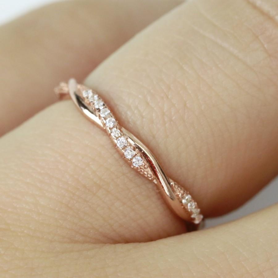 Wedding - Petite Twist Half Eternity Ring /Infinity CZ Stone Ring/Twist Vine Engagement Ring/Rope Ring/Stackable Ring/Promise Anniversary Ring S132
