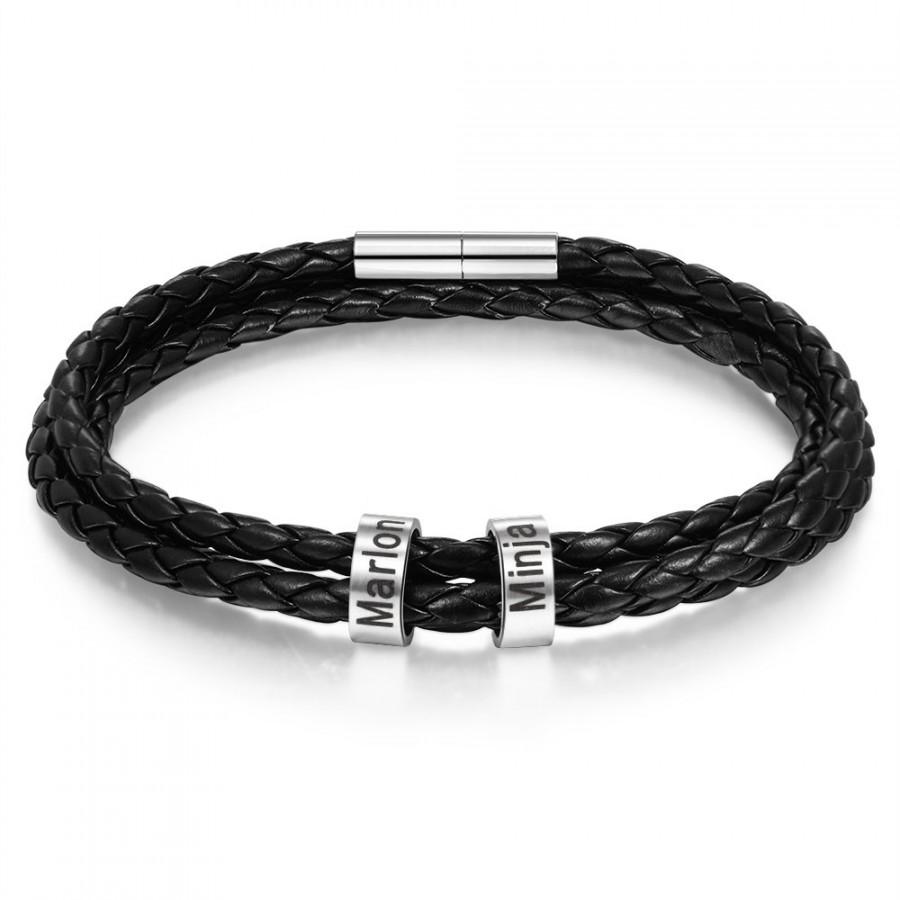 Hochzeit - Personalized Leather Bracelet 