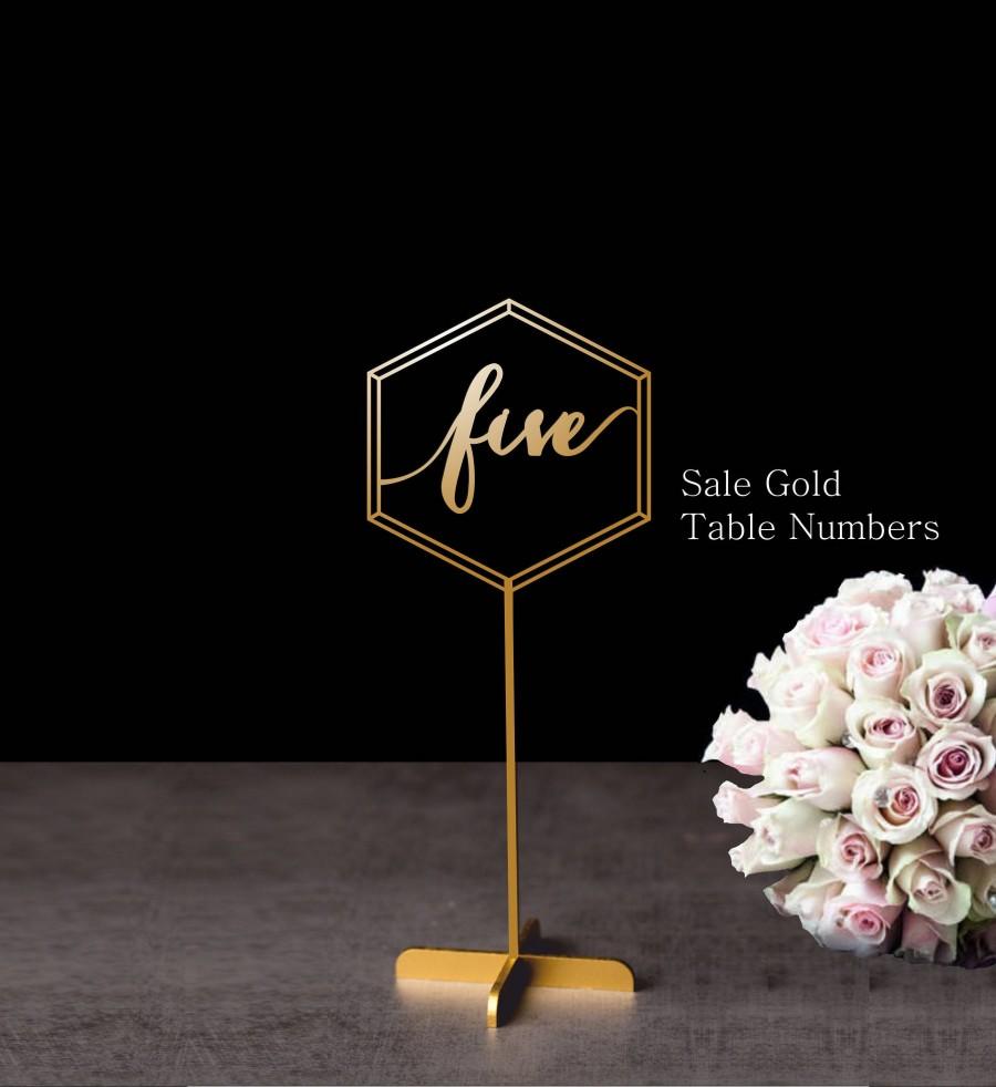 Mariage - Hexagon table numbers.Wedding signs.Table numbers gold table numbers. Table decoration.Wood table numbers.Freestanding numbers for wedding.