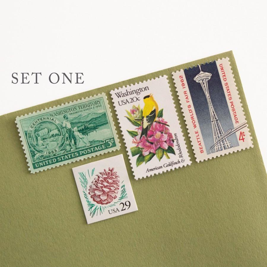زفاف - PNW Vintage Postage Set // Seattle postage // vintage postage // custom postage // Pacific Northwest // Seattle stamps // PNW stamps