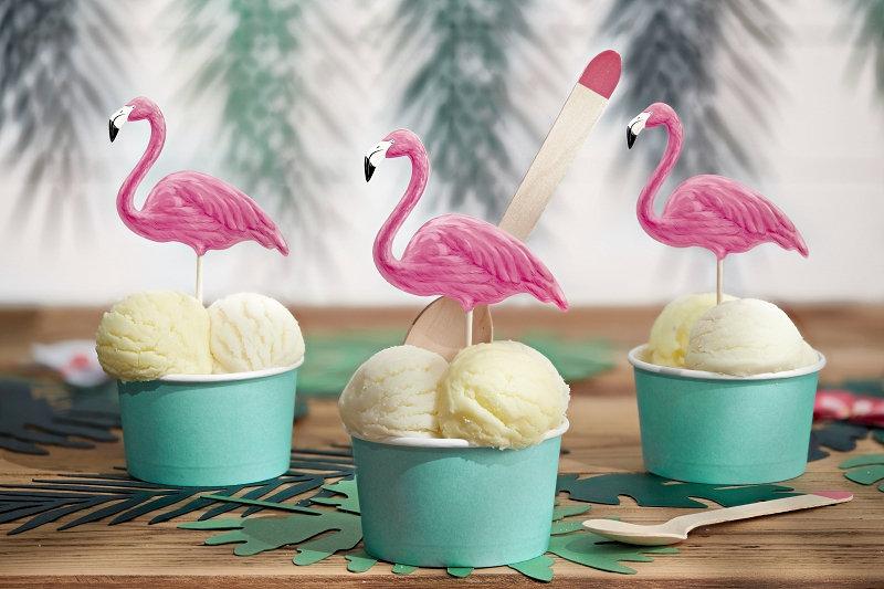 Mariage - Flamingo Cake Toppers, Tropical Food Picks 6pk