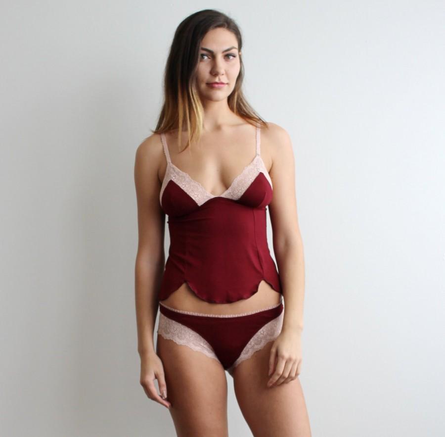 Mariage - womens bamboo lingerie set including the lace trimmed camisole and bikini panties - NOUVEAU bamboo sleepwear range - made to order