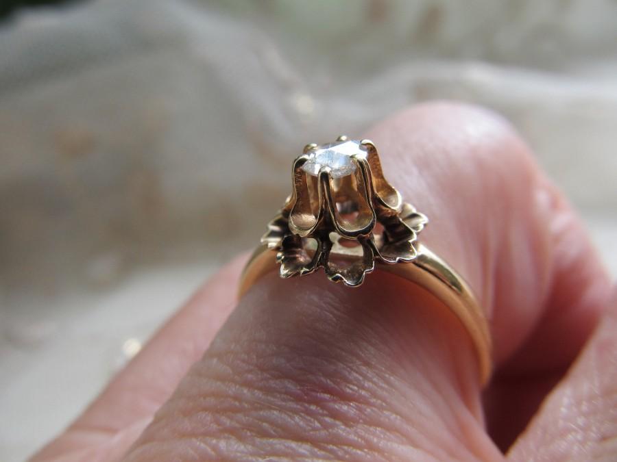 زفاف - Danusharose Vintage Antique RoseCut Pinkish Lavender Hint of Color Diamond Buttercup Engagement Ring Size 6.25 Fine Jewelry Report