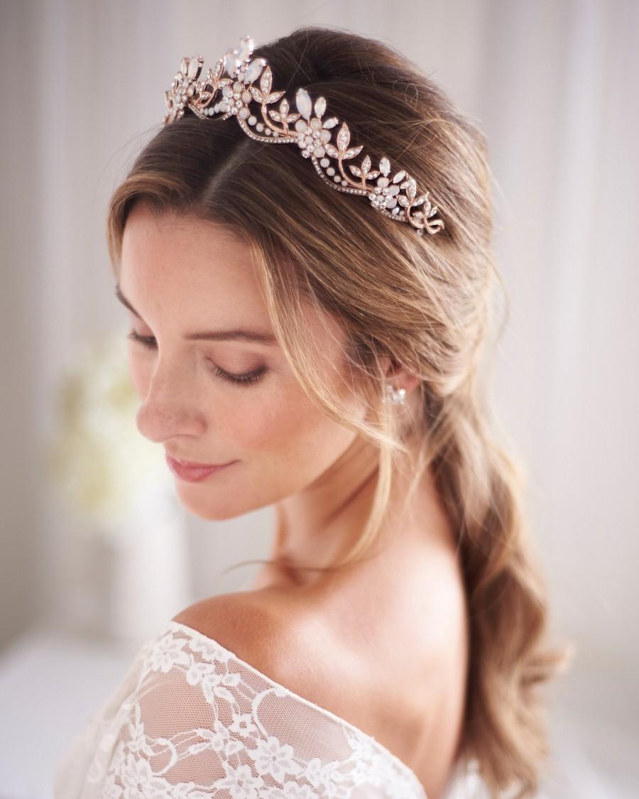 Wedding - Opal & Crystal Bridal Tiara, Opal Wedding Headpiece, Crystal Opal Bridal Crown, Wedding Tiara, Bridal Headpiece, Opal Headpiece ~TI-3378