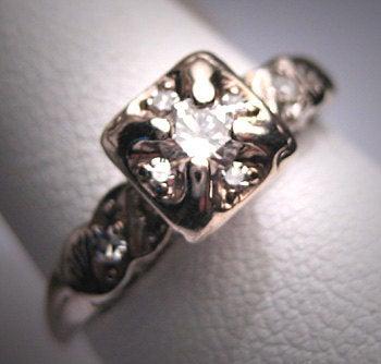 زفاف - Antique Diamond Wedding Ring Vintage Art Deco Bridal