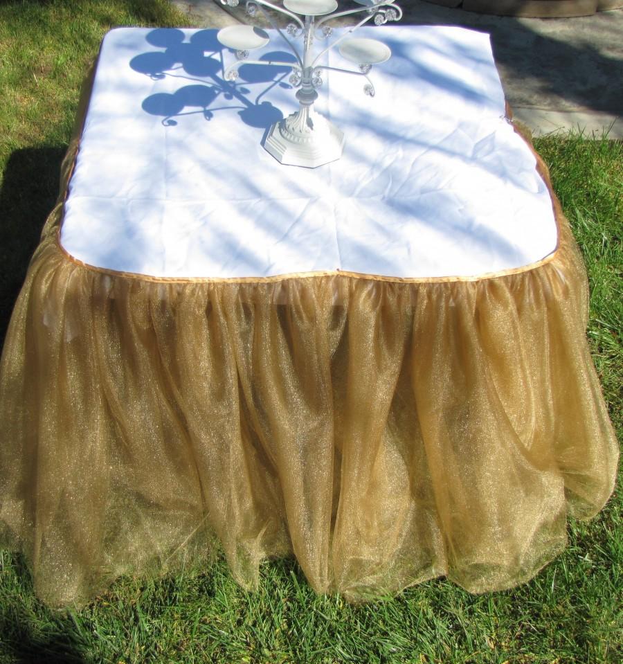 Wedding - Tulle Tutu Table cloth decor Skirt Wedding Baby Shower High chair first Birthday party supplies You choose color 6 layers of tulle gold