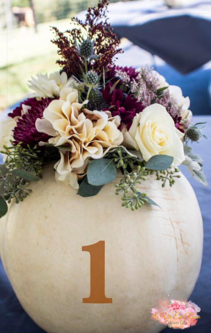 Mariage - Wedding Centerpiece Pumpkin Decal, Table Number, Fall Wedding Decor, Autumn, Thanksgiving, Wedding Decorations