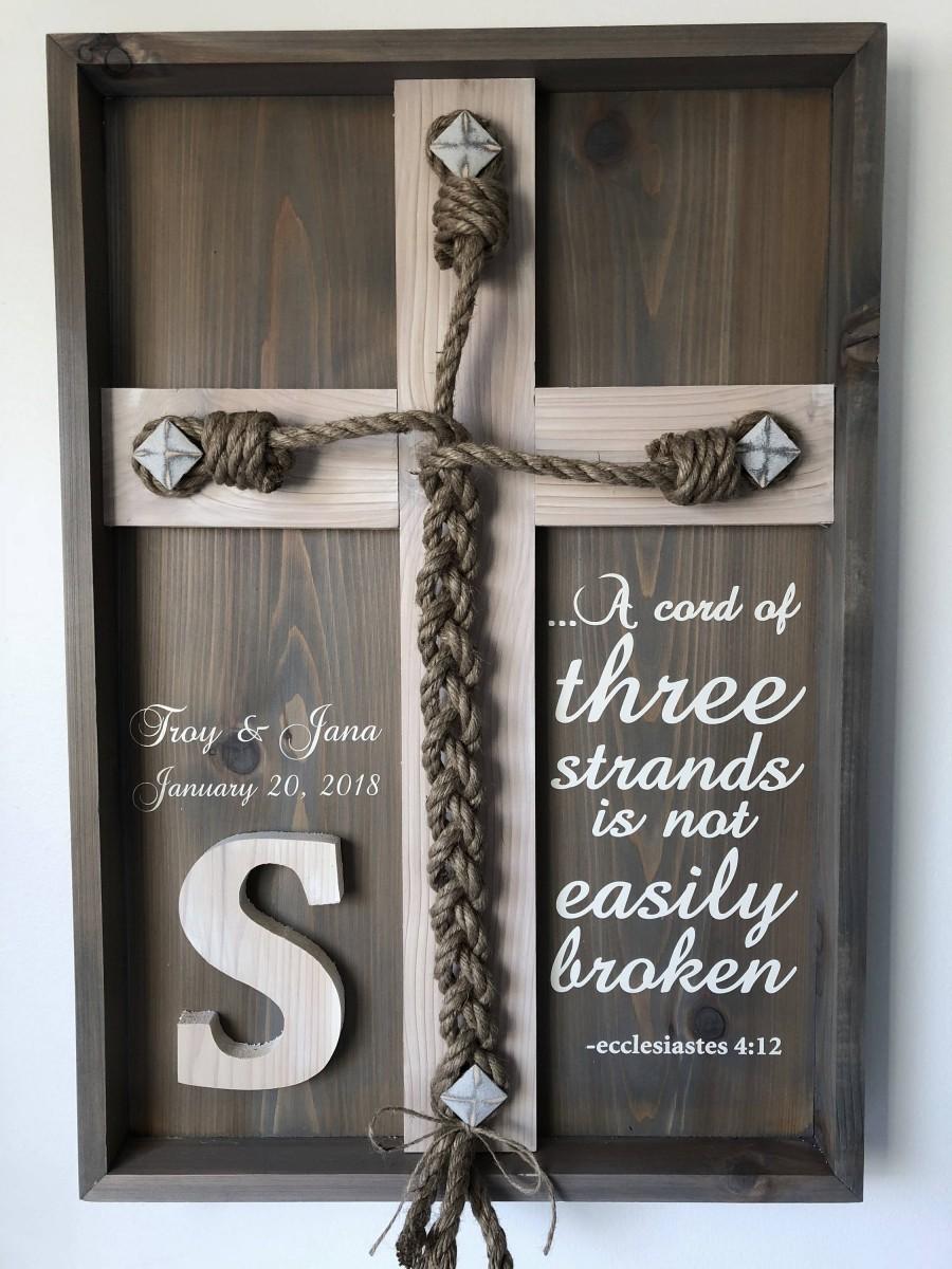 Hochzeit - Wedding Unity Ceremony - Braid w/Ecclesiastes 4:12 scripture and Personalized Names/Dates (Gray & Whitewashed)