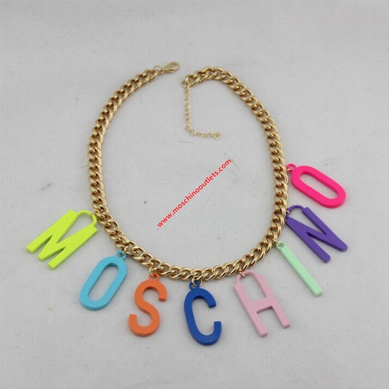 Hochzeit - Moschino Rainbow Logo Chain Necklace Gold